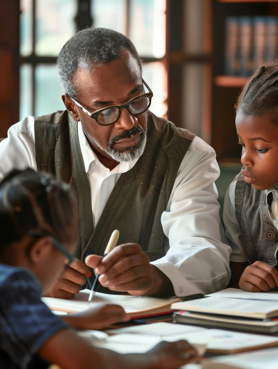 Tutor teaching a student