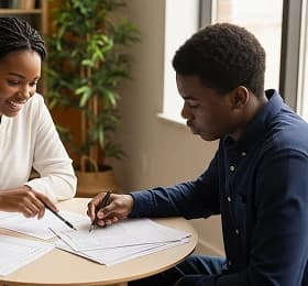 Student in an online tutoring session